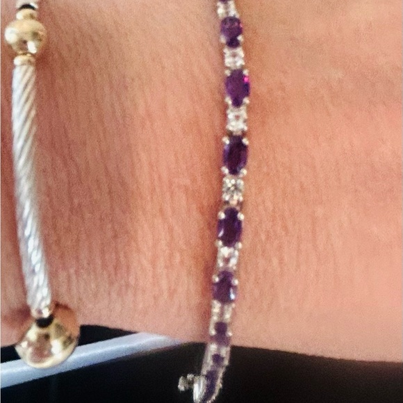 New Kay Jewelers tennis Amethyst White Topaz Bracelet - Picture 3 of 4